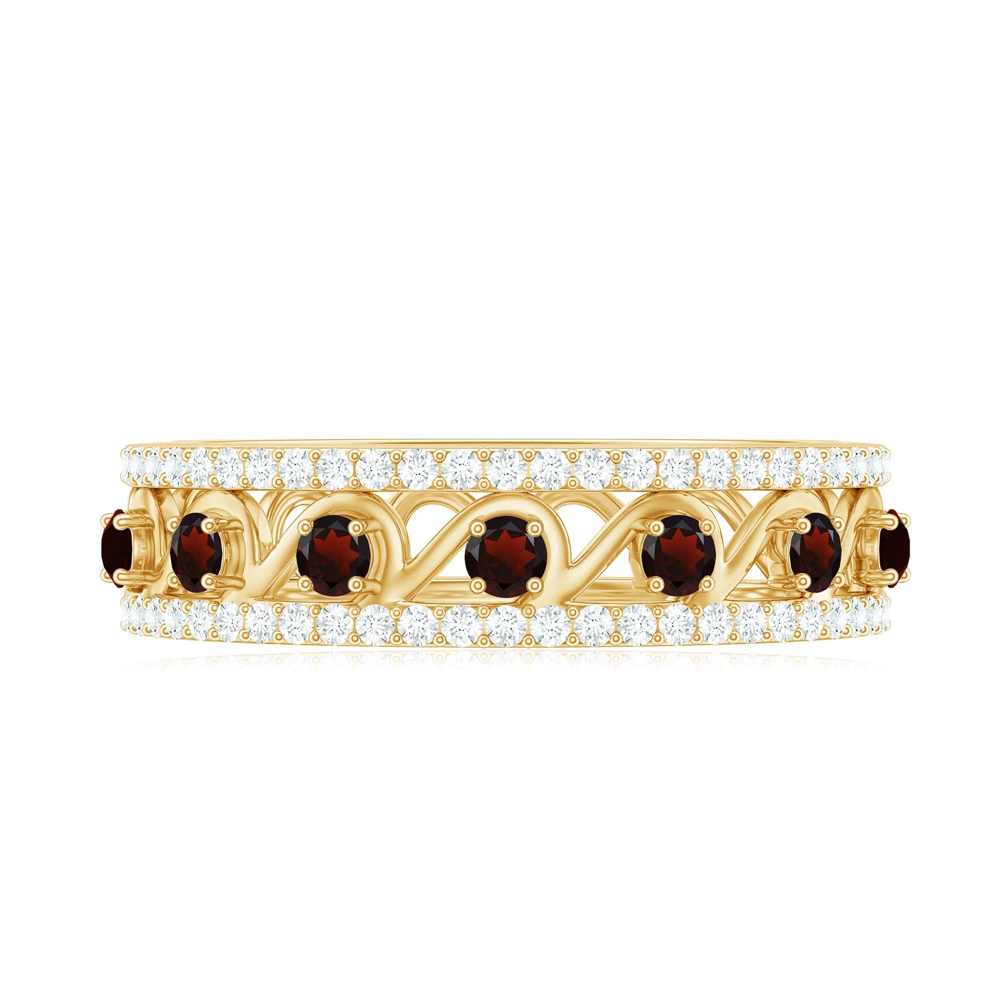 0.5 CT Designer Garnet and Diamond Half Eternity Band Ring