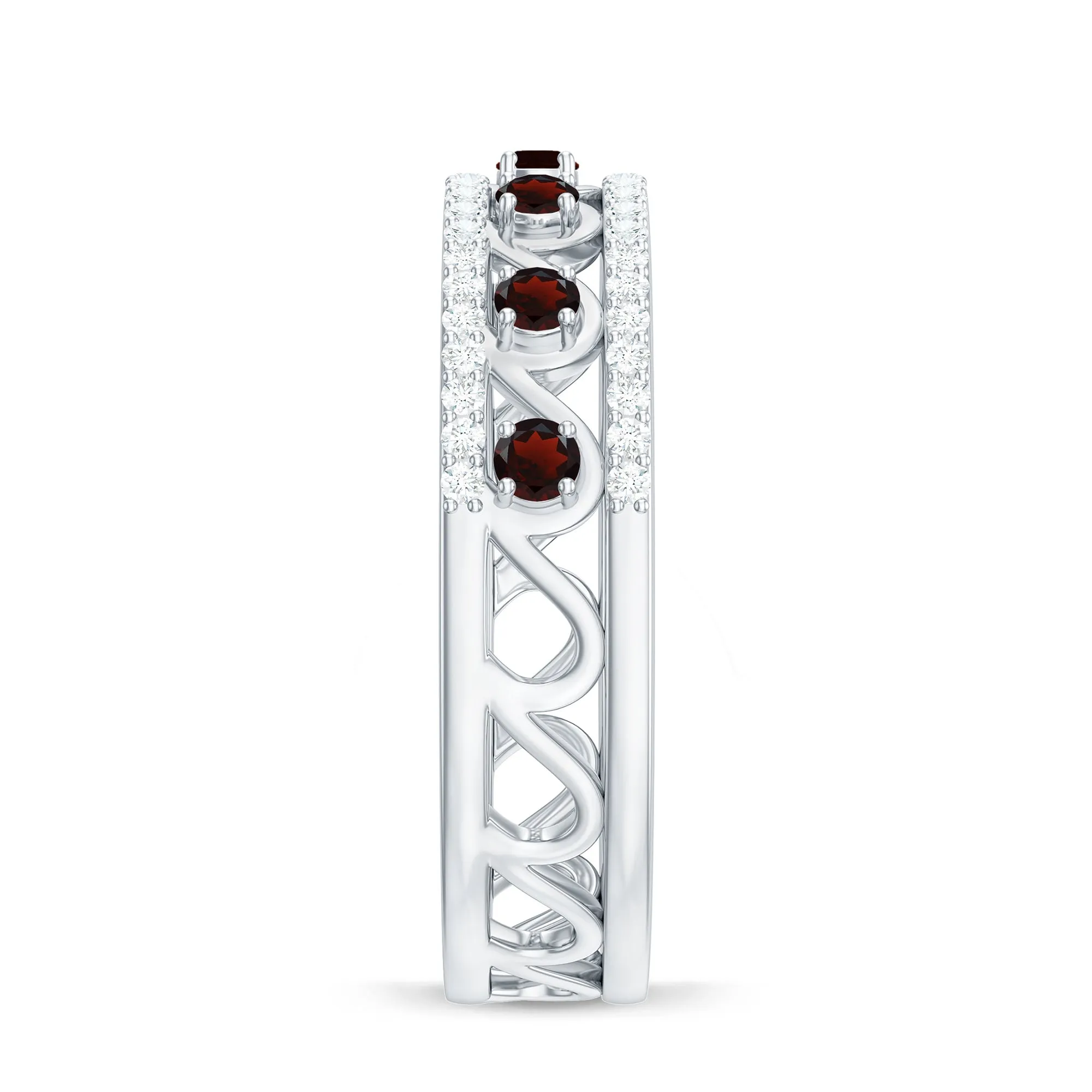 0.5 CT Designer Garnet and Diamond Half Eternity Band Ring