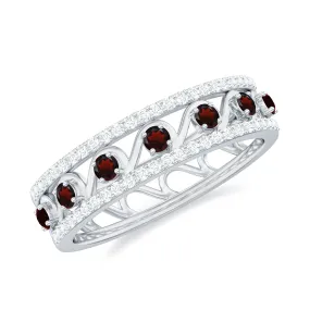 0.5 CT Designer Garnet and Diamond Half Eternity Band Ring