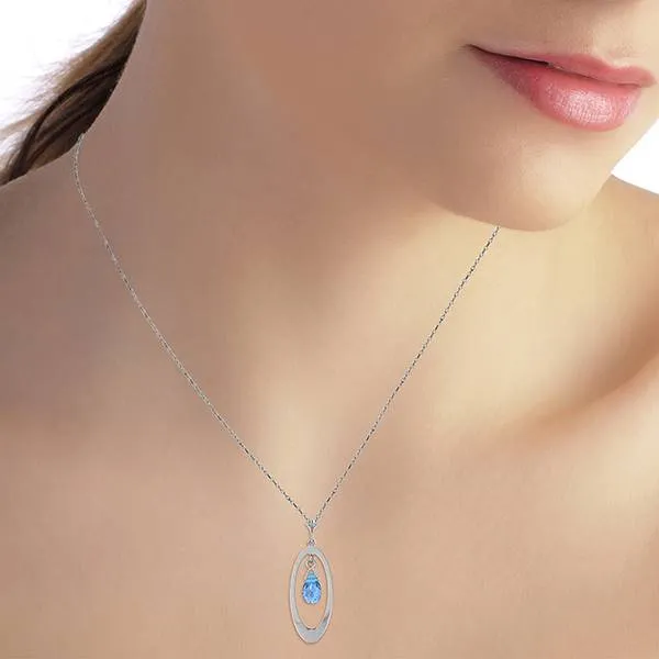 0.7 Carat 14K Solid White Gold Crash Into You Blue Topaz Necklace