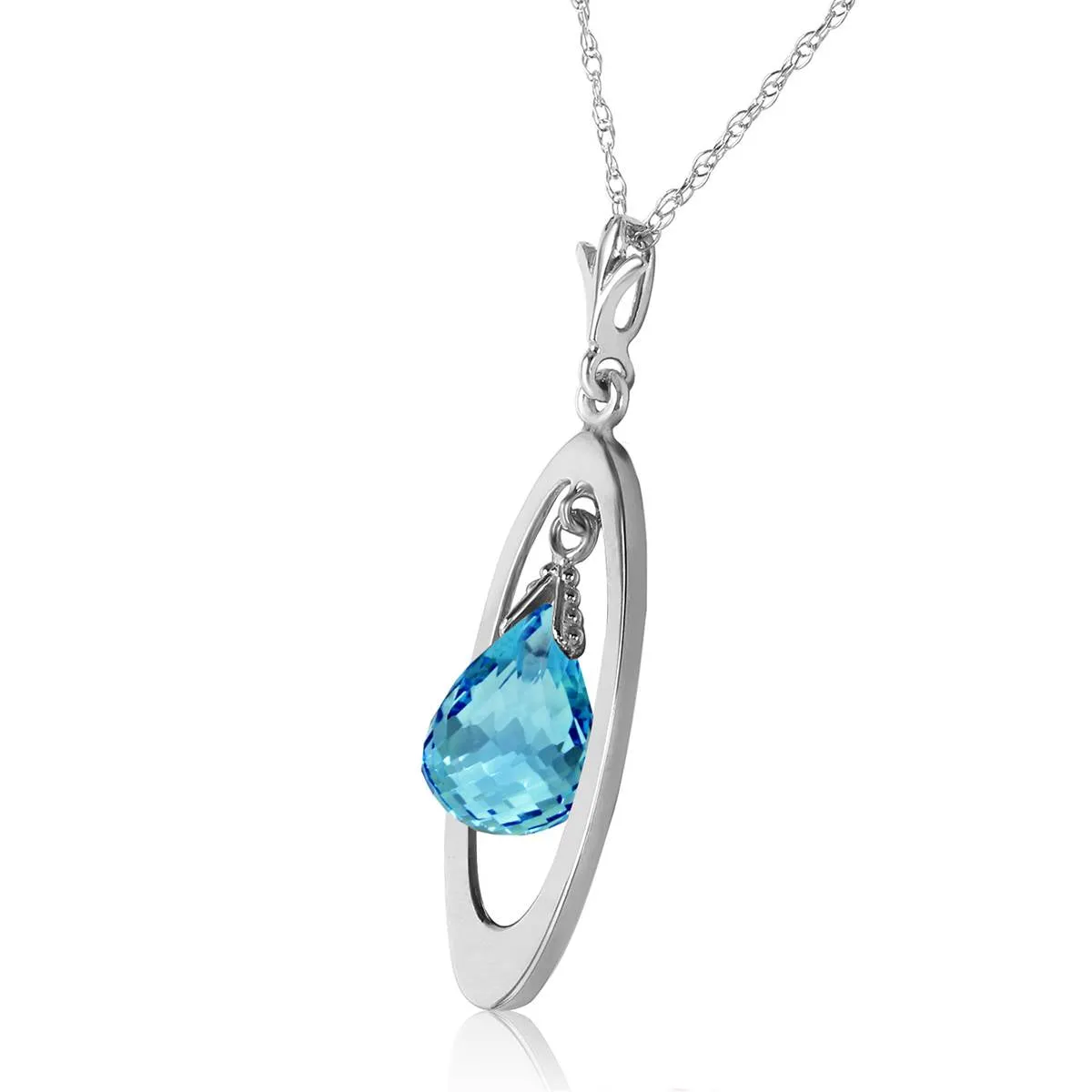 0.7 Carat 14K Solid White Gold Crash Into You Blue Topaz Necklace