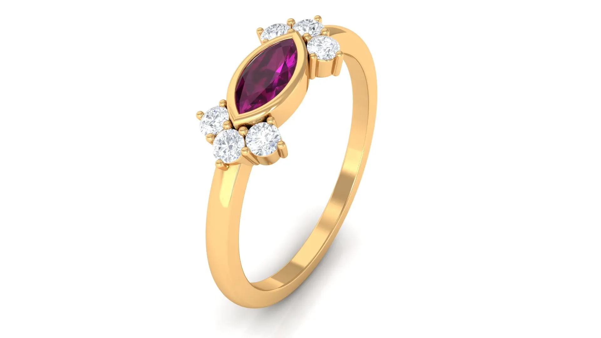 0.75 CT Rhodolite East West Promise Ring with Diamond Stones