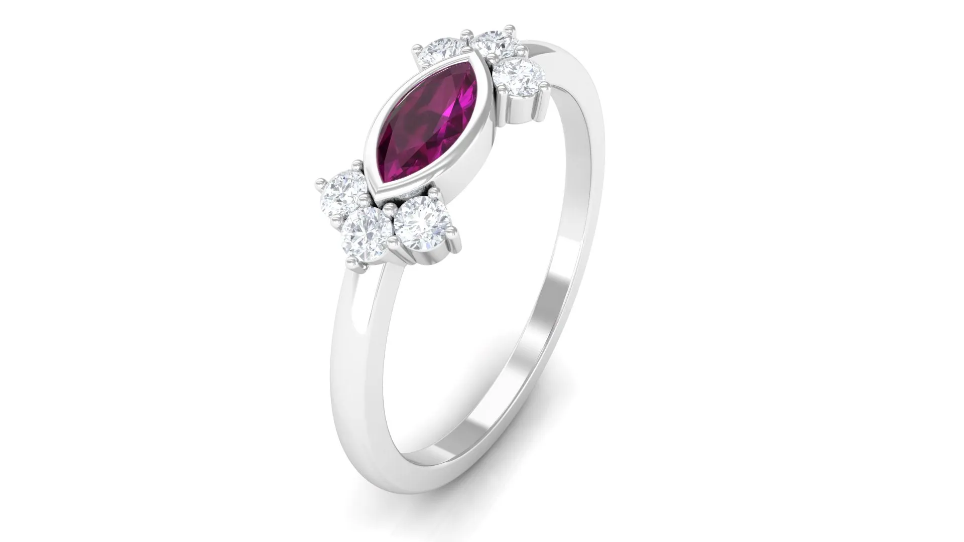 0.75 CT Rhodolite East West Promise Ring with Diamond Stones