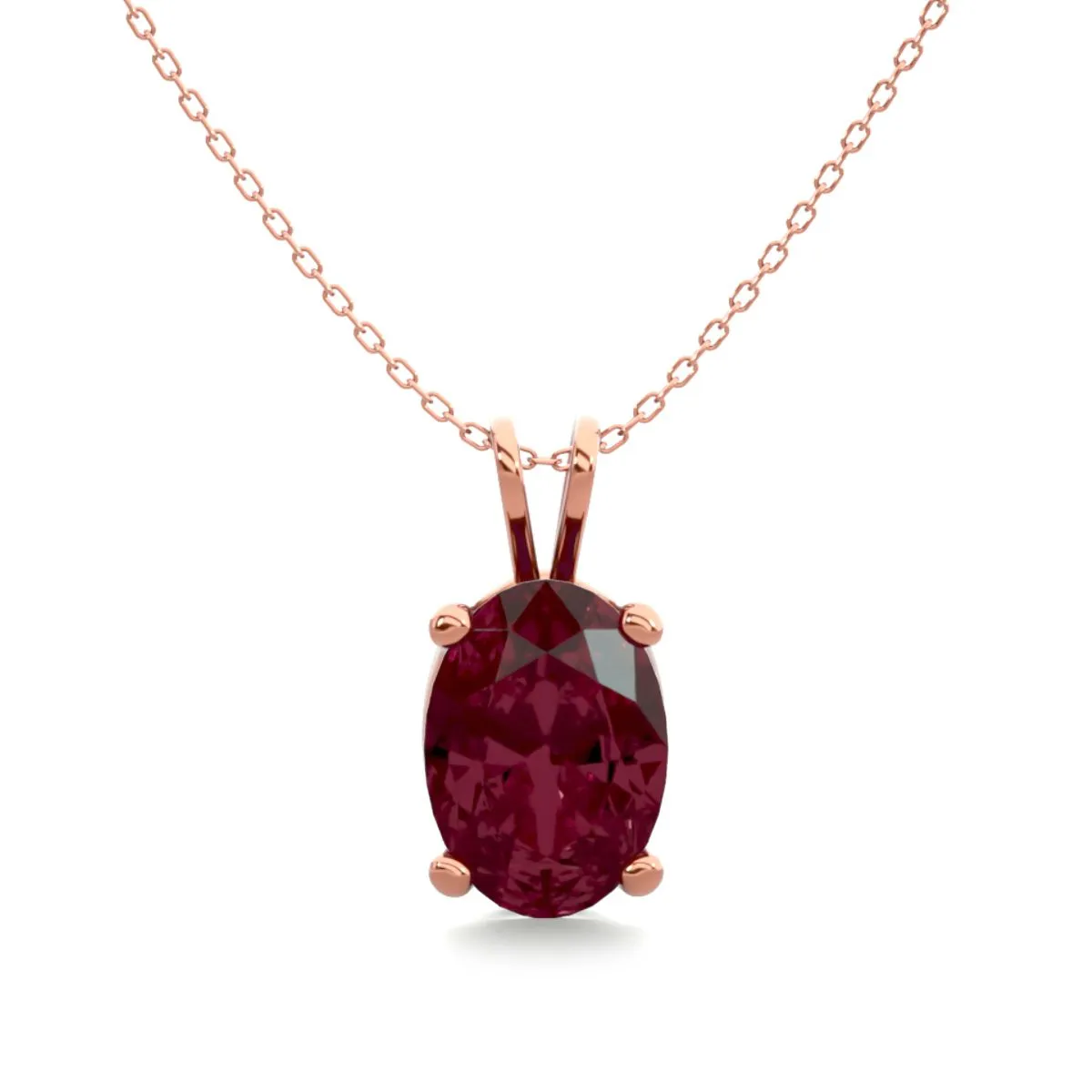 1 Carat Oval Shape Garnet Necklace In 14K Rose Gold Over Sterling Silver