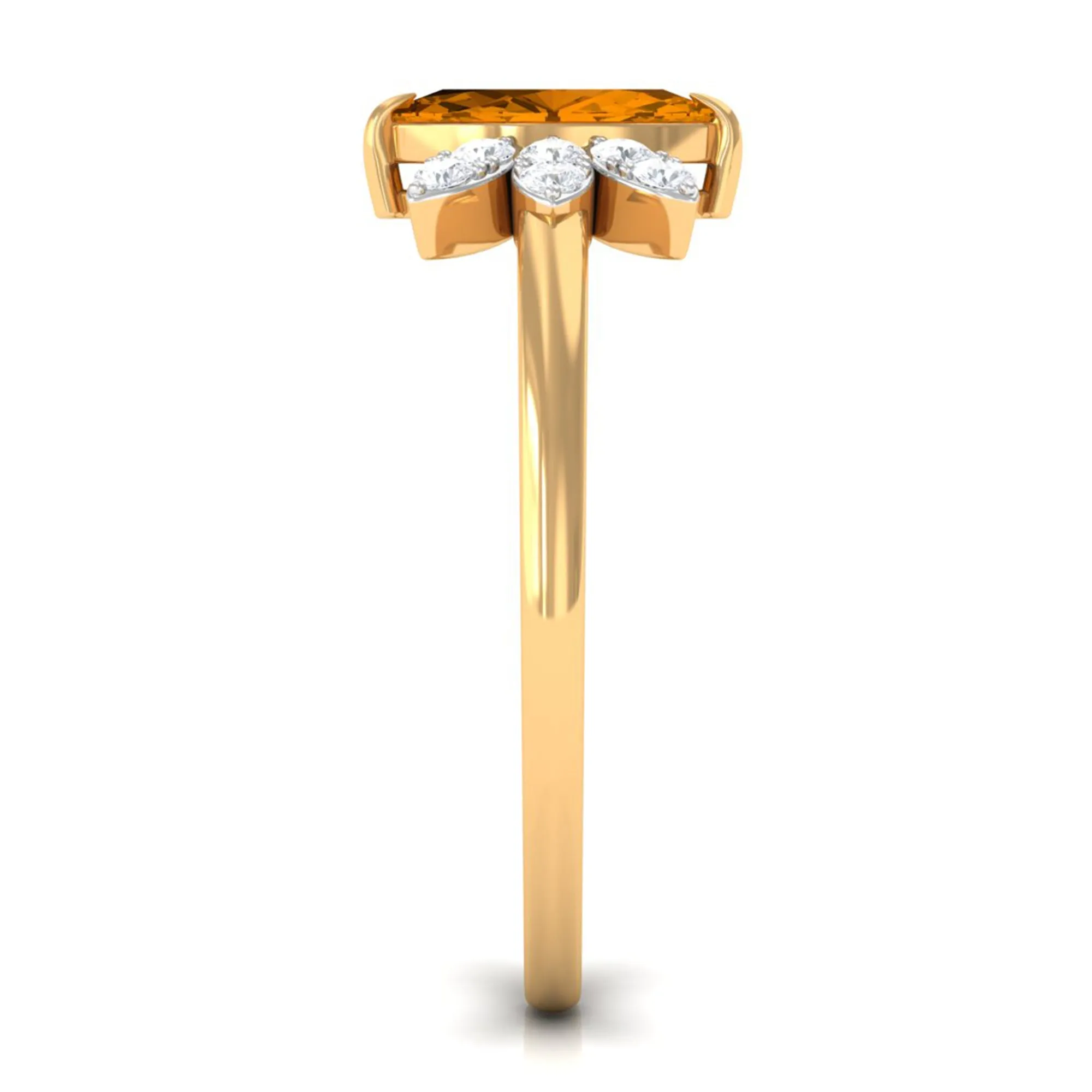 1 CT Marquise Cut Citrine Promise Ring with Diamond Stones