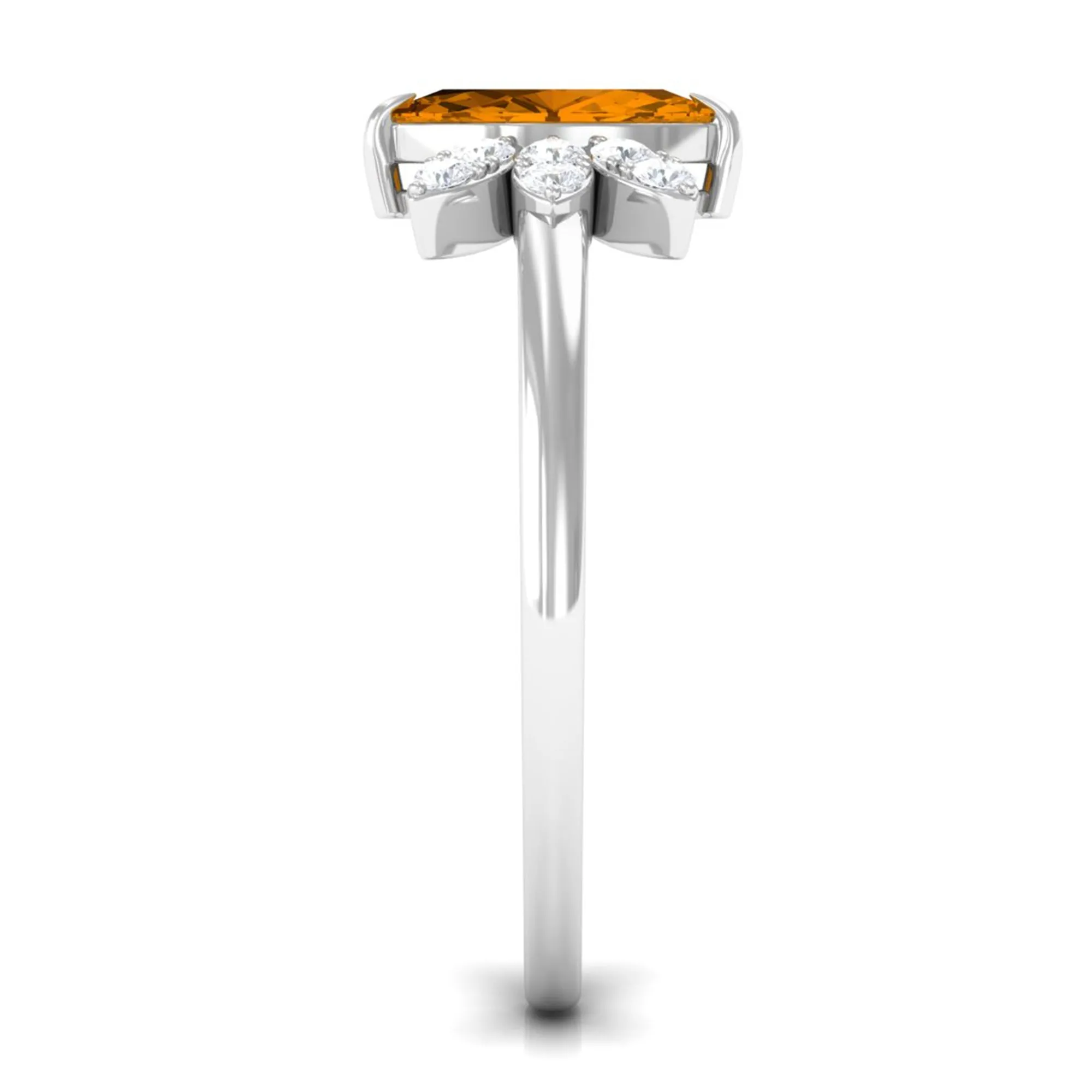 1 CT Marquise Cut Citrine Promise Ring with Diamond Stones