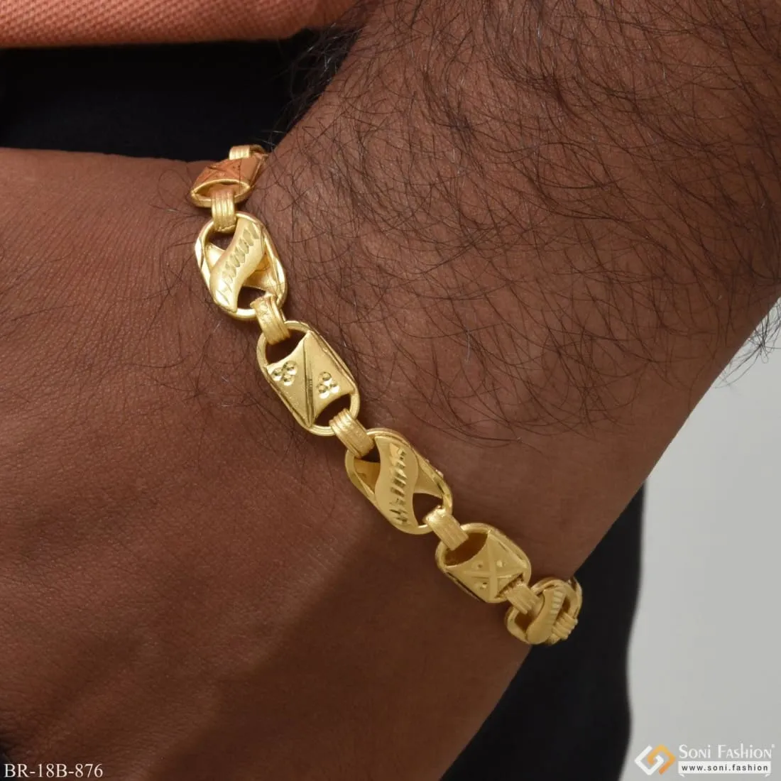 1 Gram Gold Forming Fancy Design High-Quality Kohli Bracelet for Men - Style B876