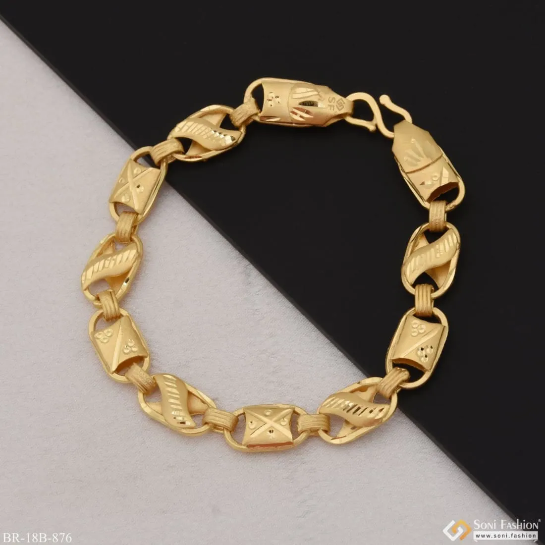 1 Gram Gold Forming Fancy Design High-Quality Kohli Bracelet for Men - Style B876