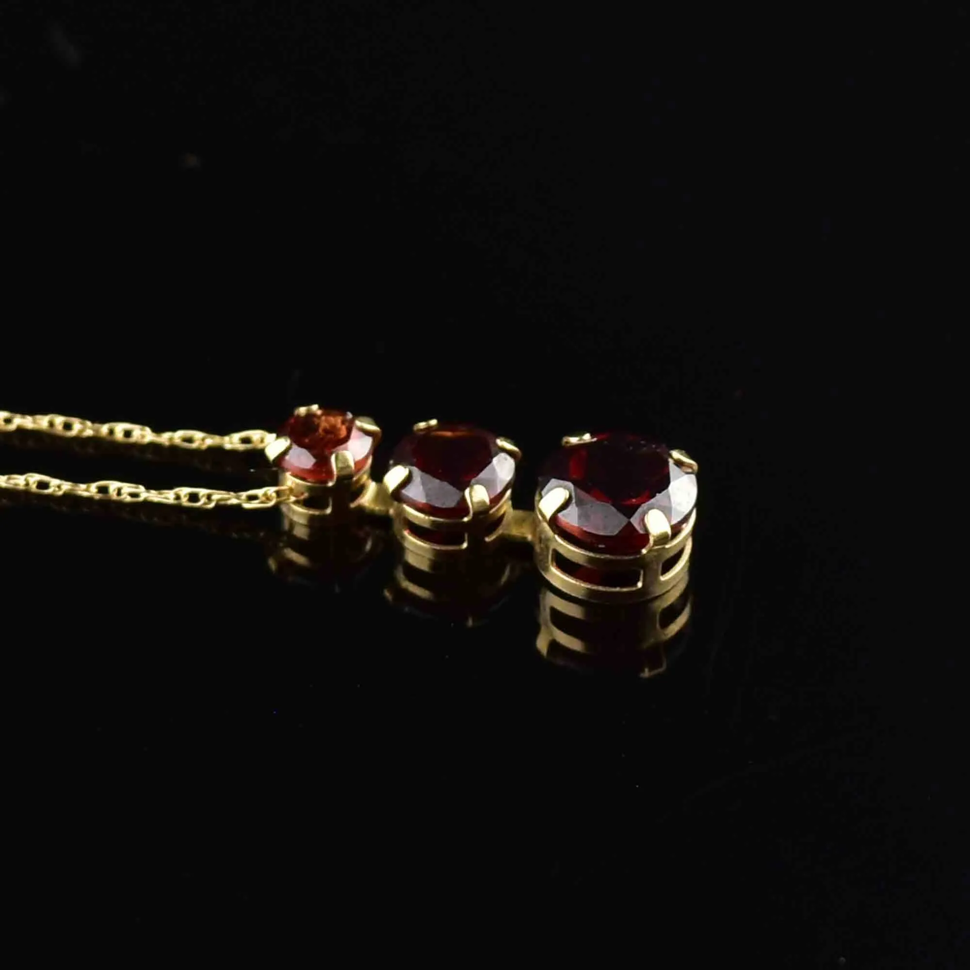 10K Gold Garnet Journey Pendant Necklace