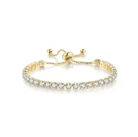 10k Yellow Gold 7 Cttw Created Cubic Zirconia Round Adjustable Tennis Plated Bracelet