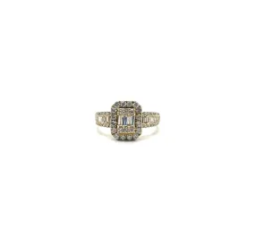 1.10ctw Baguette Diamond Halo Ring