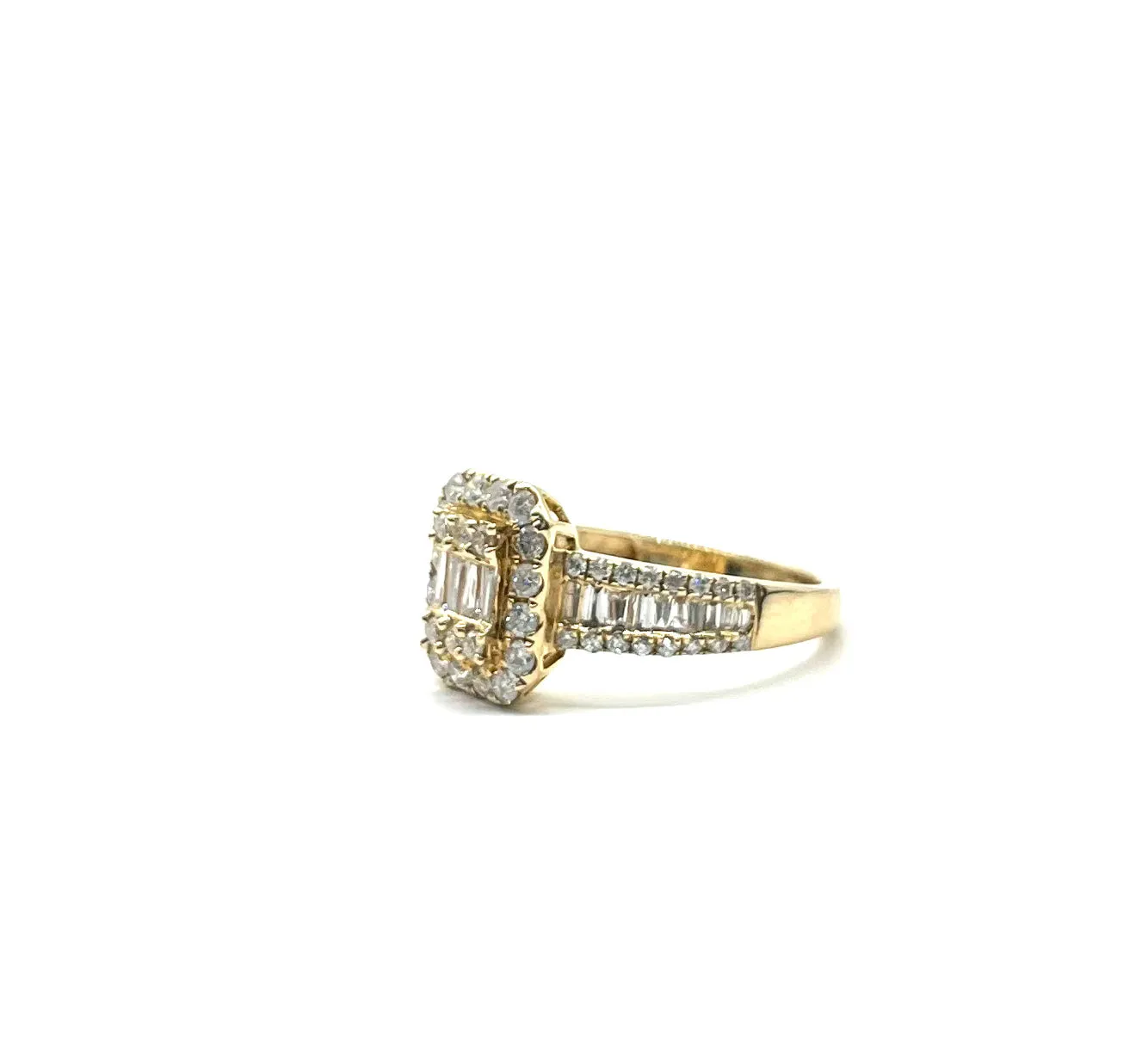 1.10ctw Baguette Diamond Halo Ring