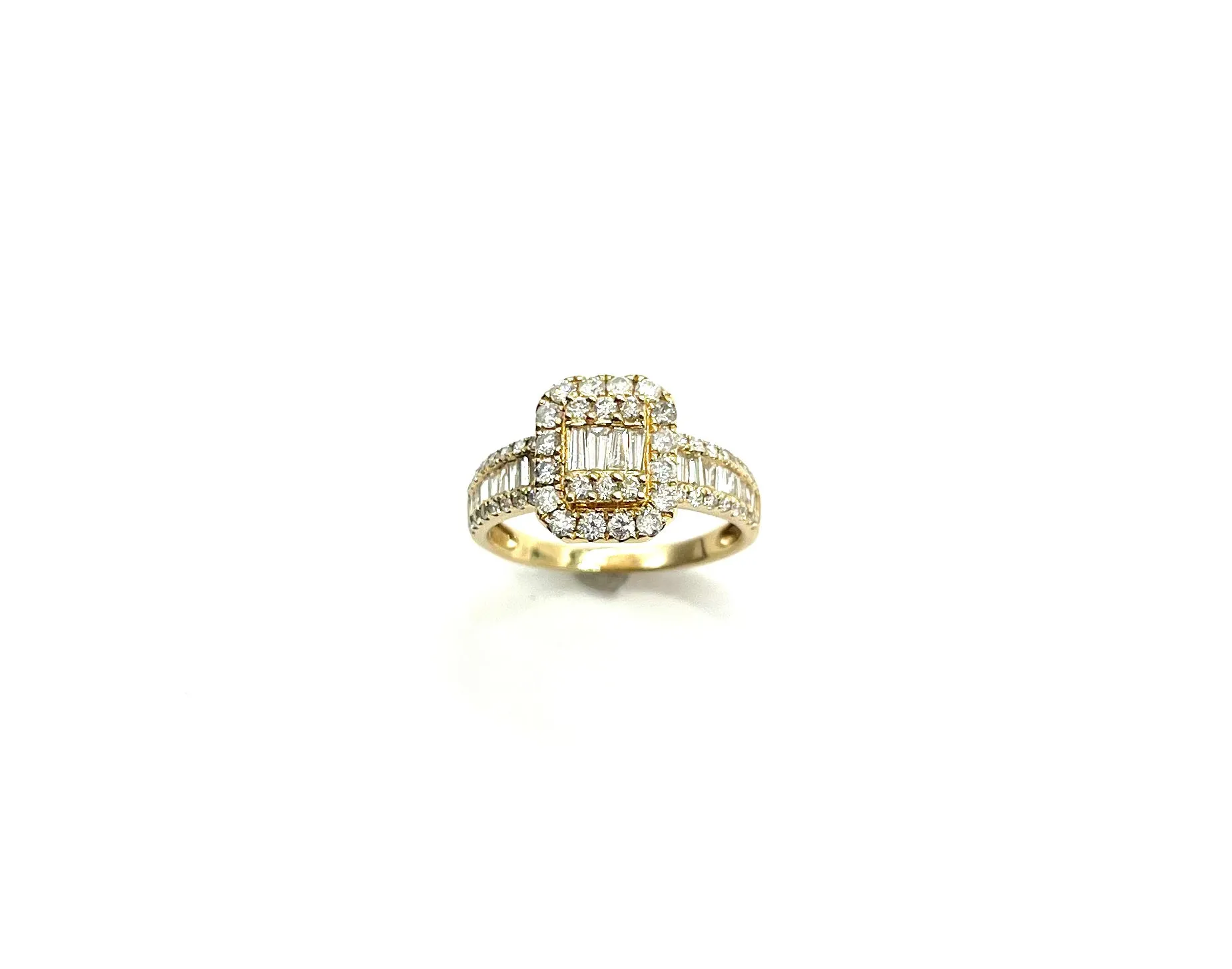 1.10ctw Baguette Diamond Halo Ring