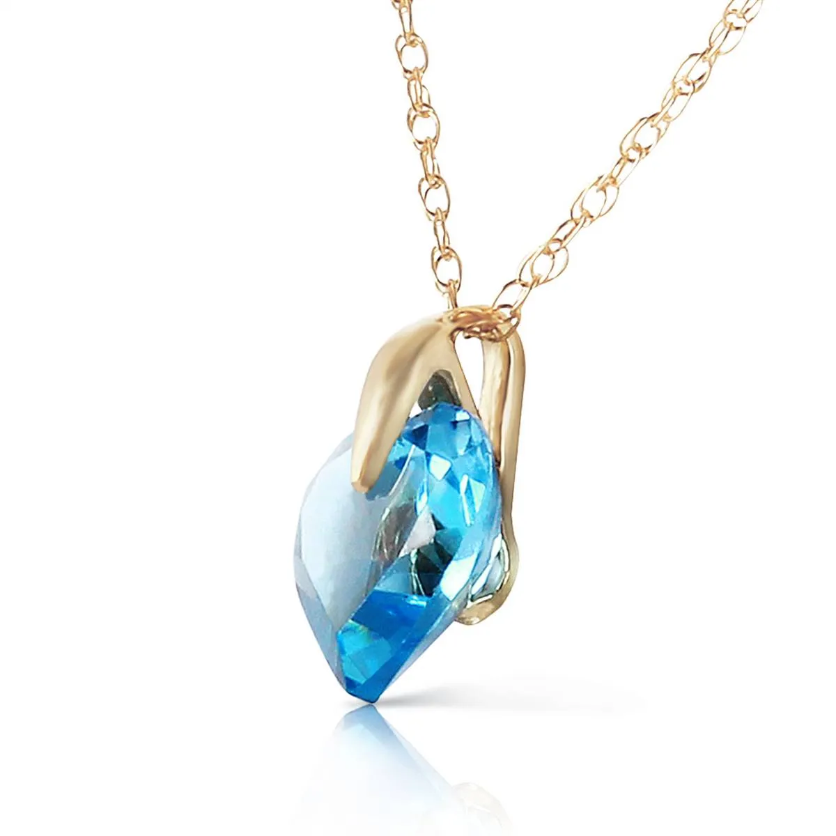 1.15 Carat 14K Solid Yellow Gold About A Girl Blue Topaz Necklace