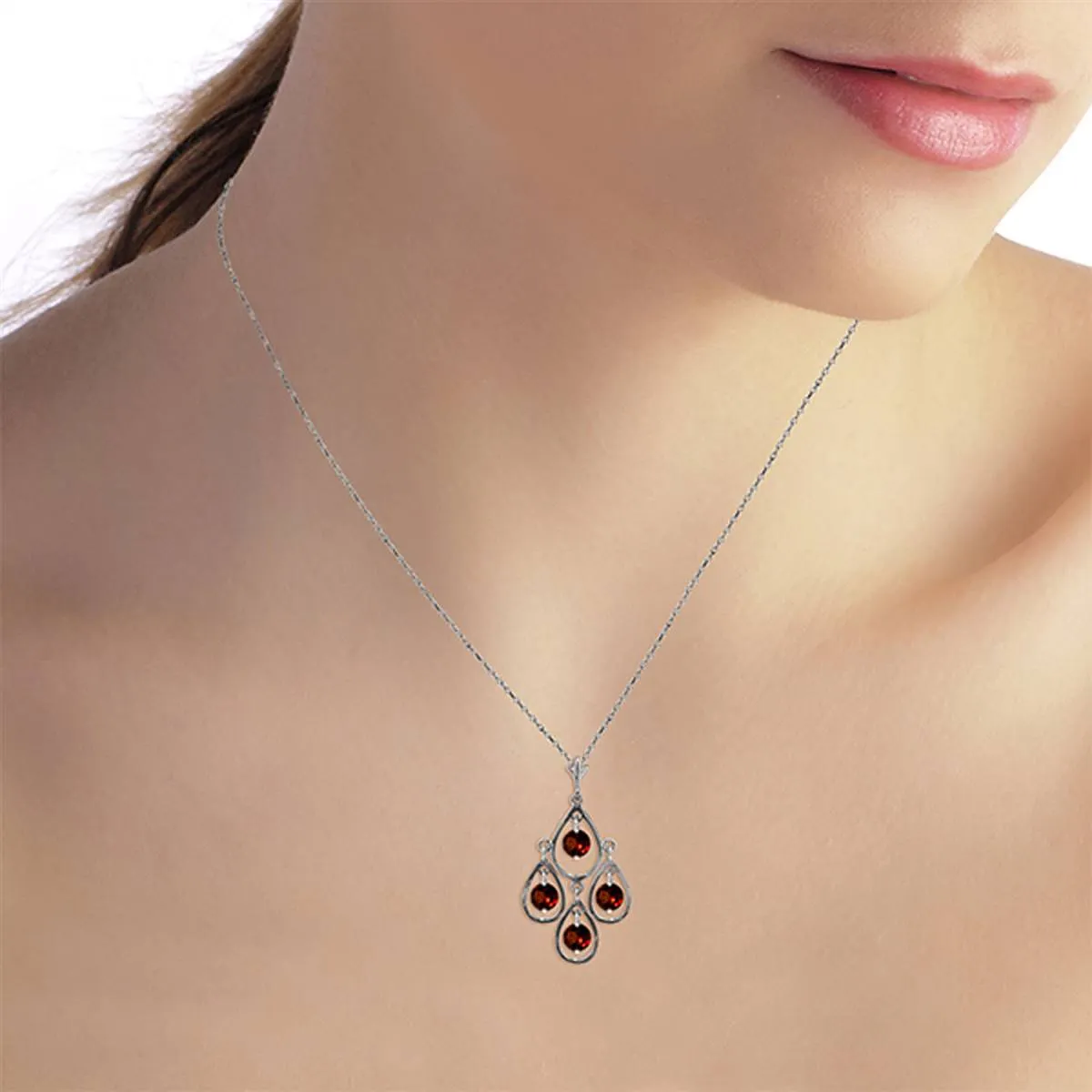 1.2 Carat 14K Solid White Gold You Beside Me Garnet Necklace