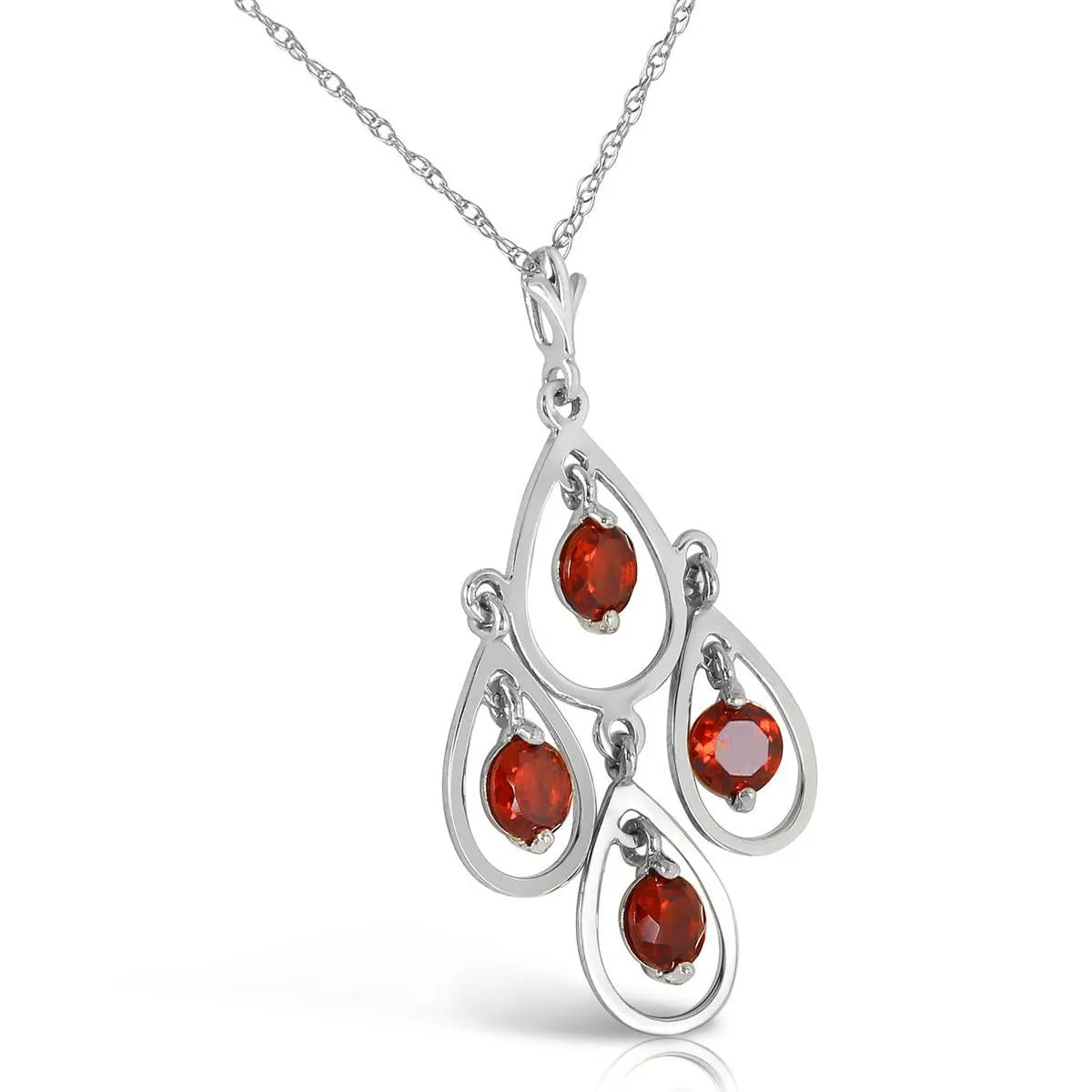 1.2 Carat 14K Solid White Gold You Beside Me Garnet Necklace