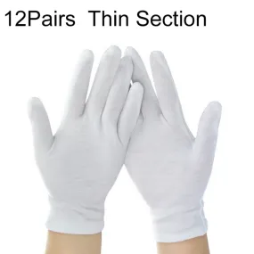 12 Pairs Pure Cotton Working Gloves, Thin Section