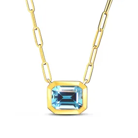 14k Bezel Set Blue Topaz Necklace