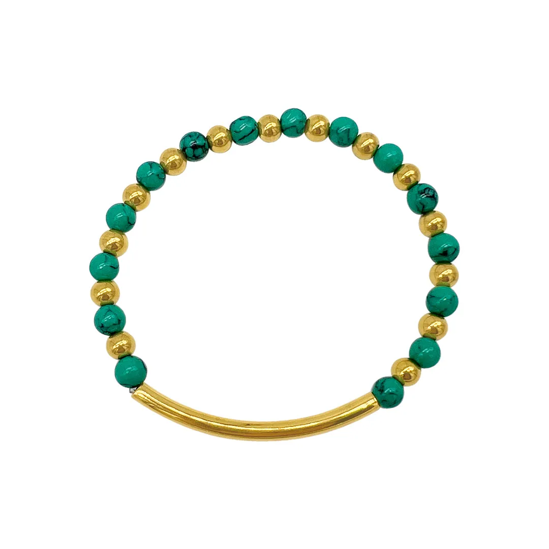 14k Gold Plated Turquoise Beaded Bracelet