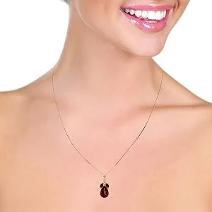 14K Solid Rose Gold Garnet Gemstone Genuine Deluxe Necklace