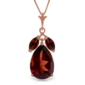 14K Solid Rose Gold Garnet Gemstone Genuine Deluxe Necklace