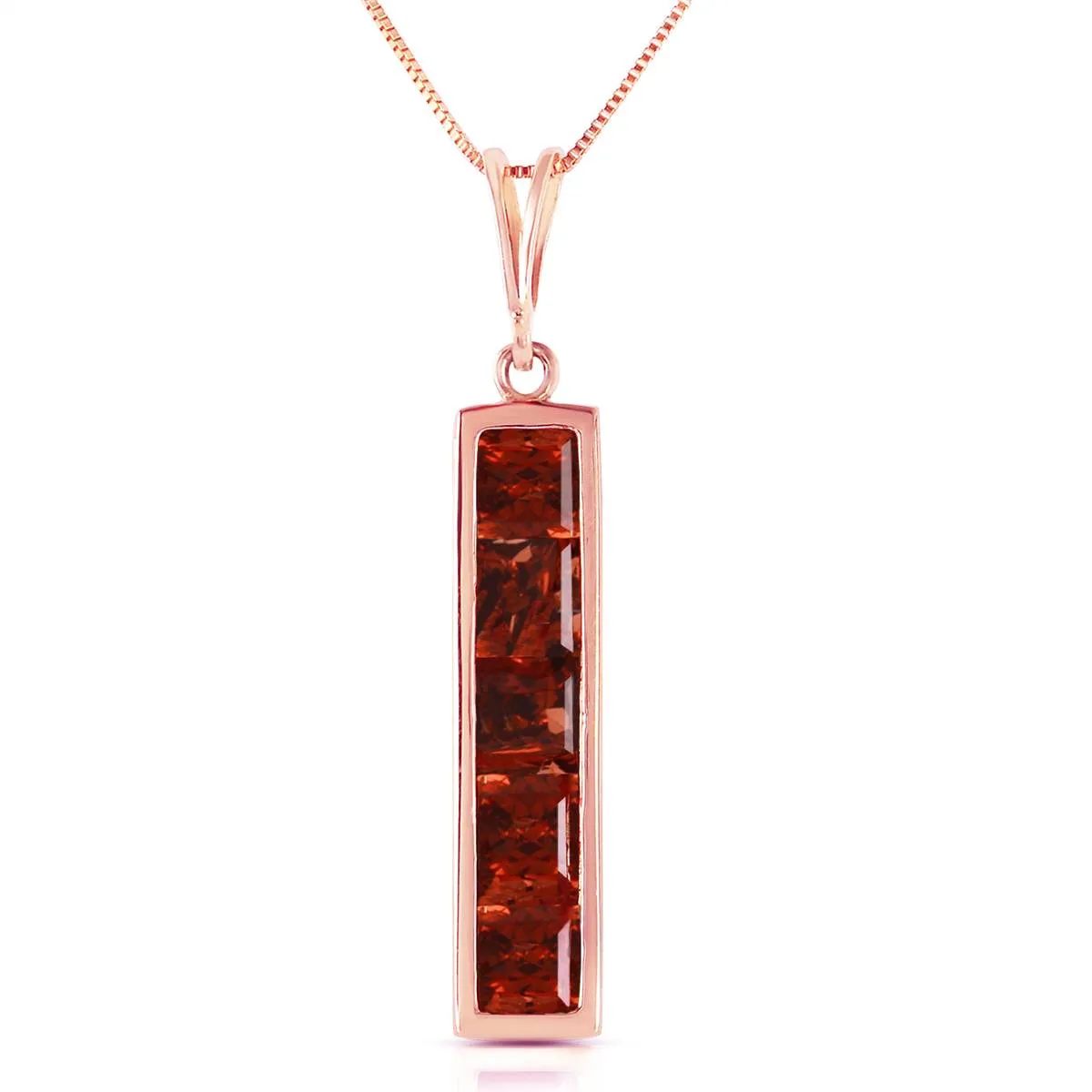 14K Solid Rose Gold Garnet Necklace Certified Series Platinum