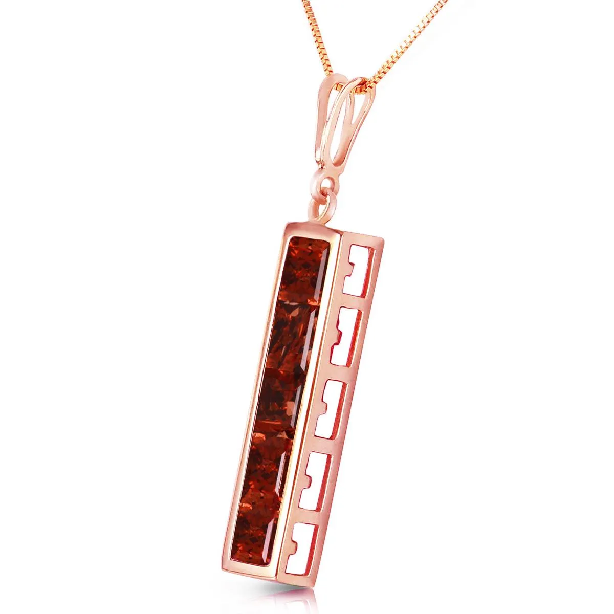 14K Solid Rose Gold Garnet Necklace Certified Series Platinum