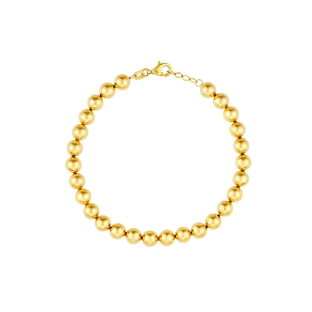 14K Yellow Gold 6.00mm Beaded Bracelet