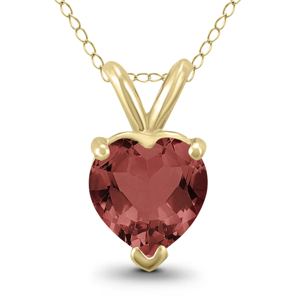 14K Yellow Gold 6Mm Heart Garnet Pendant