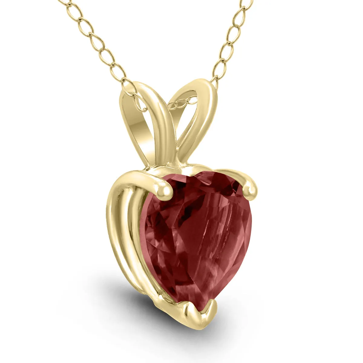 14K Yellow Gold 6Mm Heart Garnet Pendant