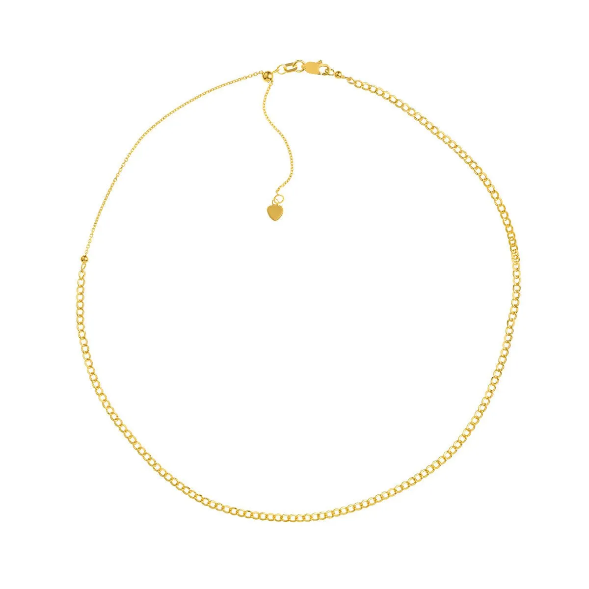 14K Yellow Gold Curb Chain Adjustable Choker