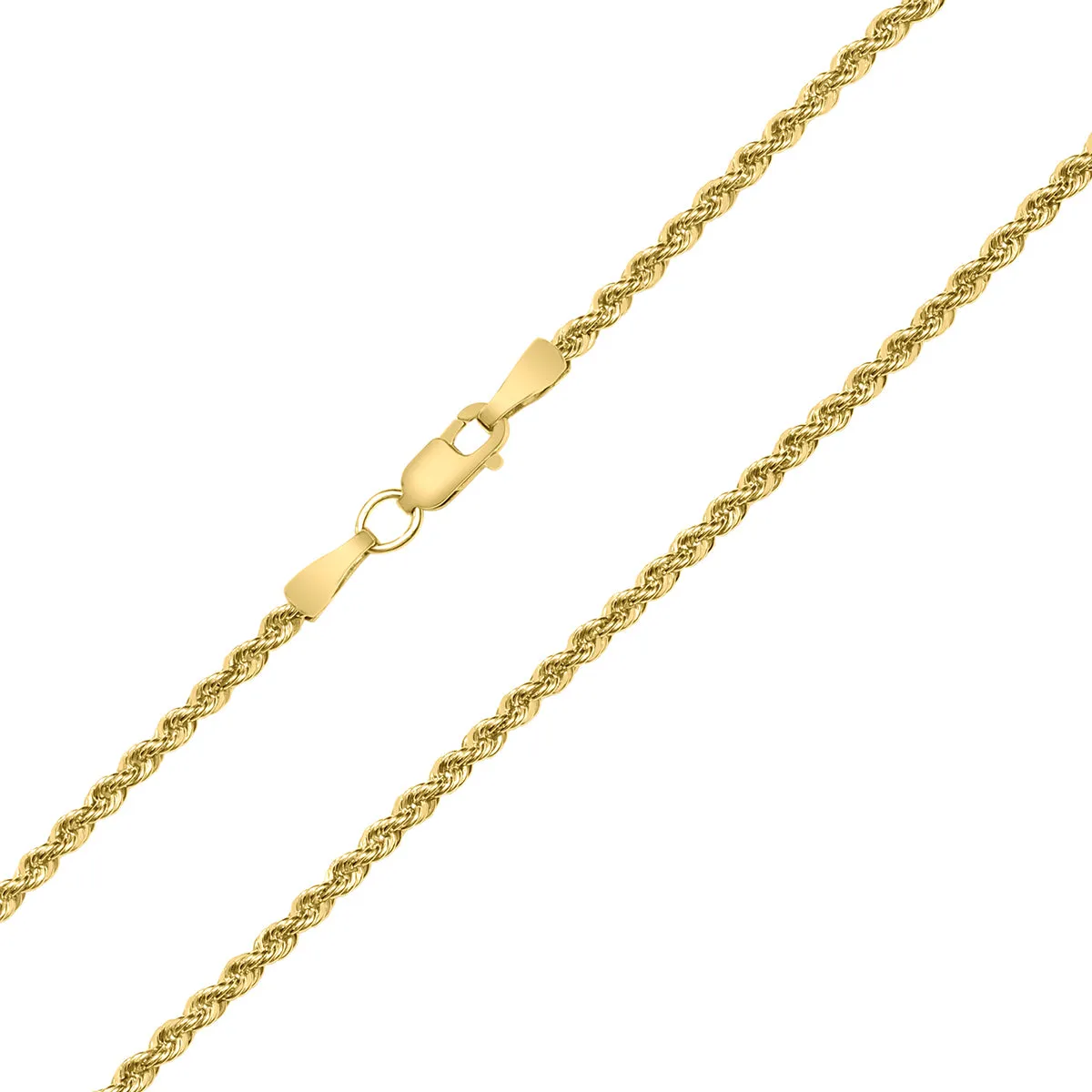 14K Yellow Gold Filled 2.1MM Rope Chain Bracelet with Lobster Clasp