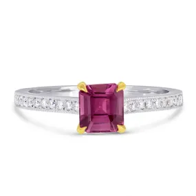 18Ct White Gold Emerald-cut Pink Tourmaline & Diamond Ring