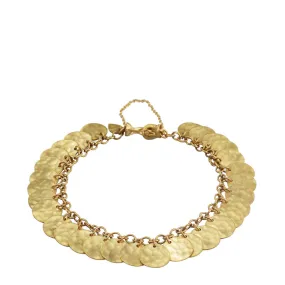 18K Gold Full Hammered Disc Bracelet