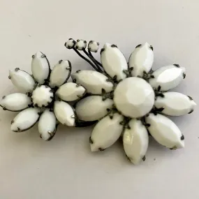 1960s Milk Glass Flower Brooch