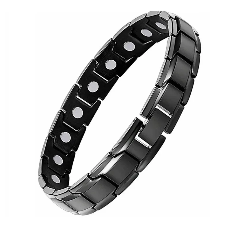 2022 New Mens Jewellery Magnetic Therapy Health Anti-snoring Stainless Steel Bracelet for Men Adjustable Bracelet Pulsera Hombre