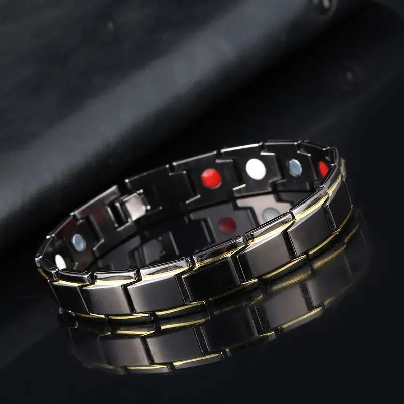 2022 New Mens Jewellery Magnetic Therapy Health Anti-snoring Stainless Steel Bracelet for Men Adjustable Bracelet Pulsera Hombre