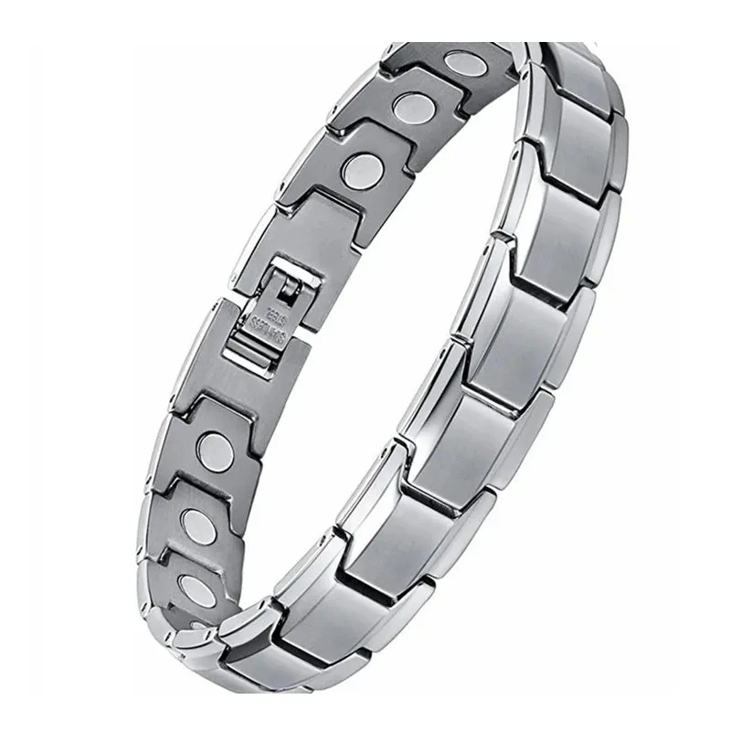 2022 New Mens Jewellery Magnetic Therapy Health Anti-snoring Stainless Steel Bracelet for Men Adjustable Bracelet Pulsera Hombre