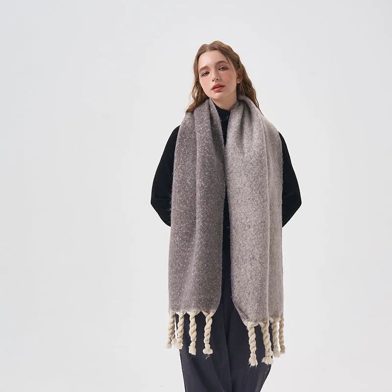 2023-08-28 plain thick tassel winter scarf