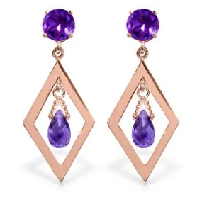 2.4 Carat 14K Solid Rose Gold Chandelier Earrings Amethyst