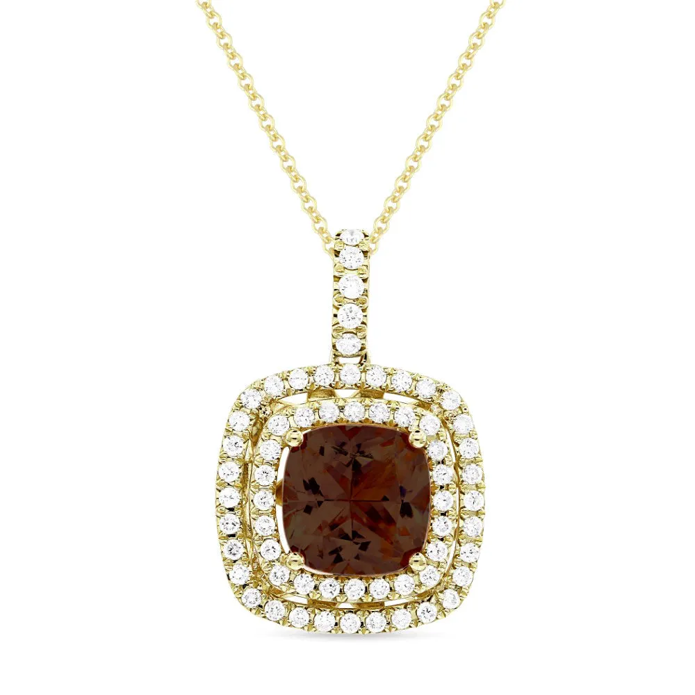 3.06ct Garnet 16"Pendant Necklace in 14K Yellow Gold