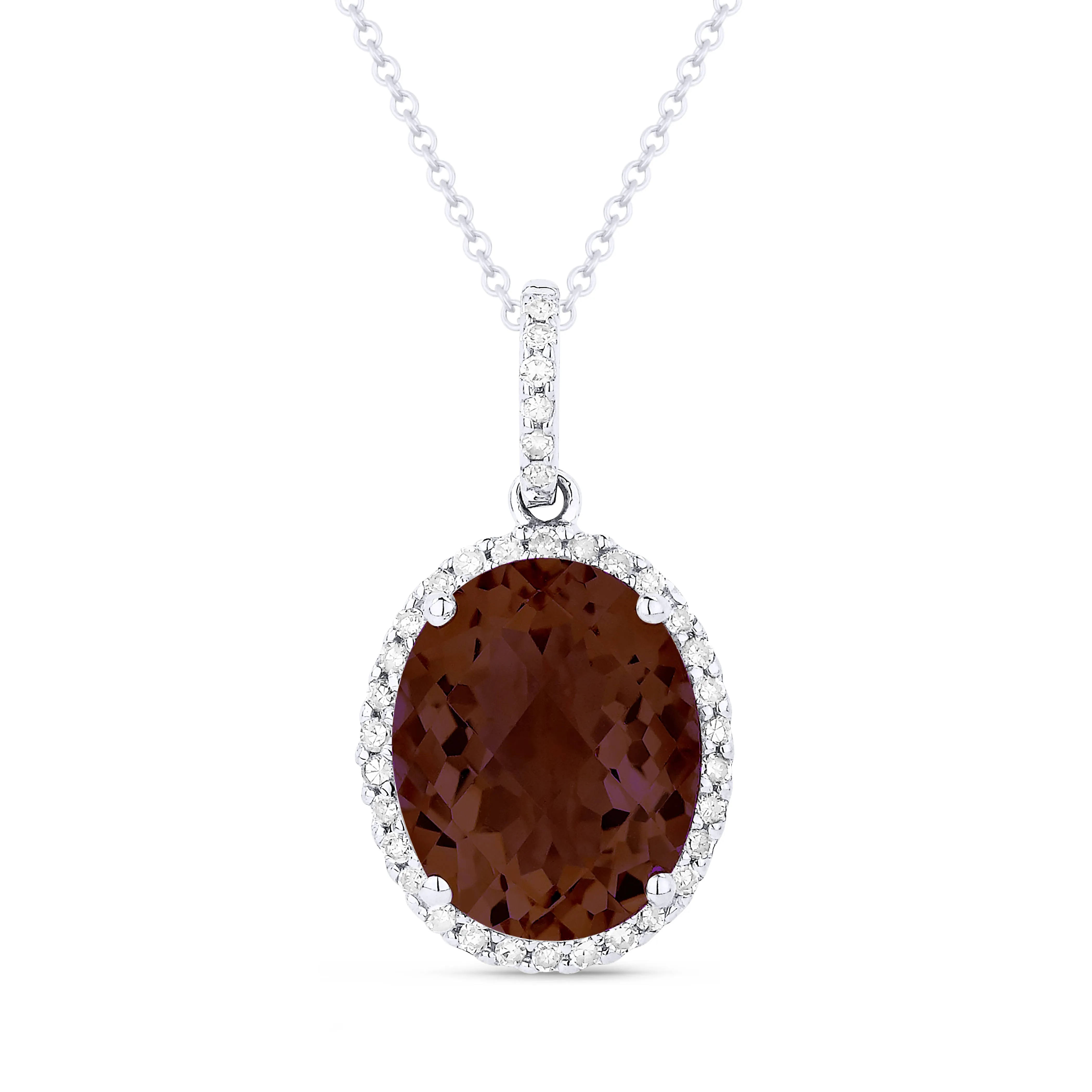 3.70ct Garnet 16"Pendant Necklace in 14K White Gold