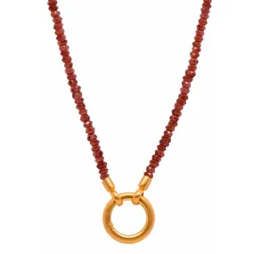 3mm Garnet 17" With Ring Clasp 24K Gold Vermeil Necklace