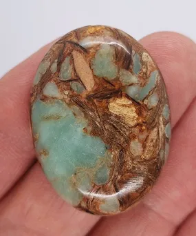 40x30mm Copper Matrix Turquoise Cabochon Flat Backed Stone 917xH