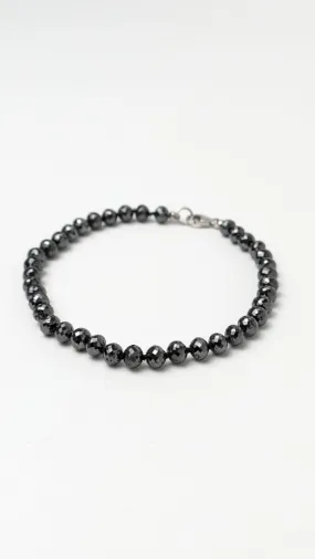 4.5-4.8mm Black Diamond Round Bead Knotted Bracelet(29-33ct Tot. Dia. Wt.)