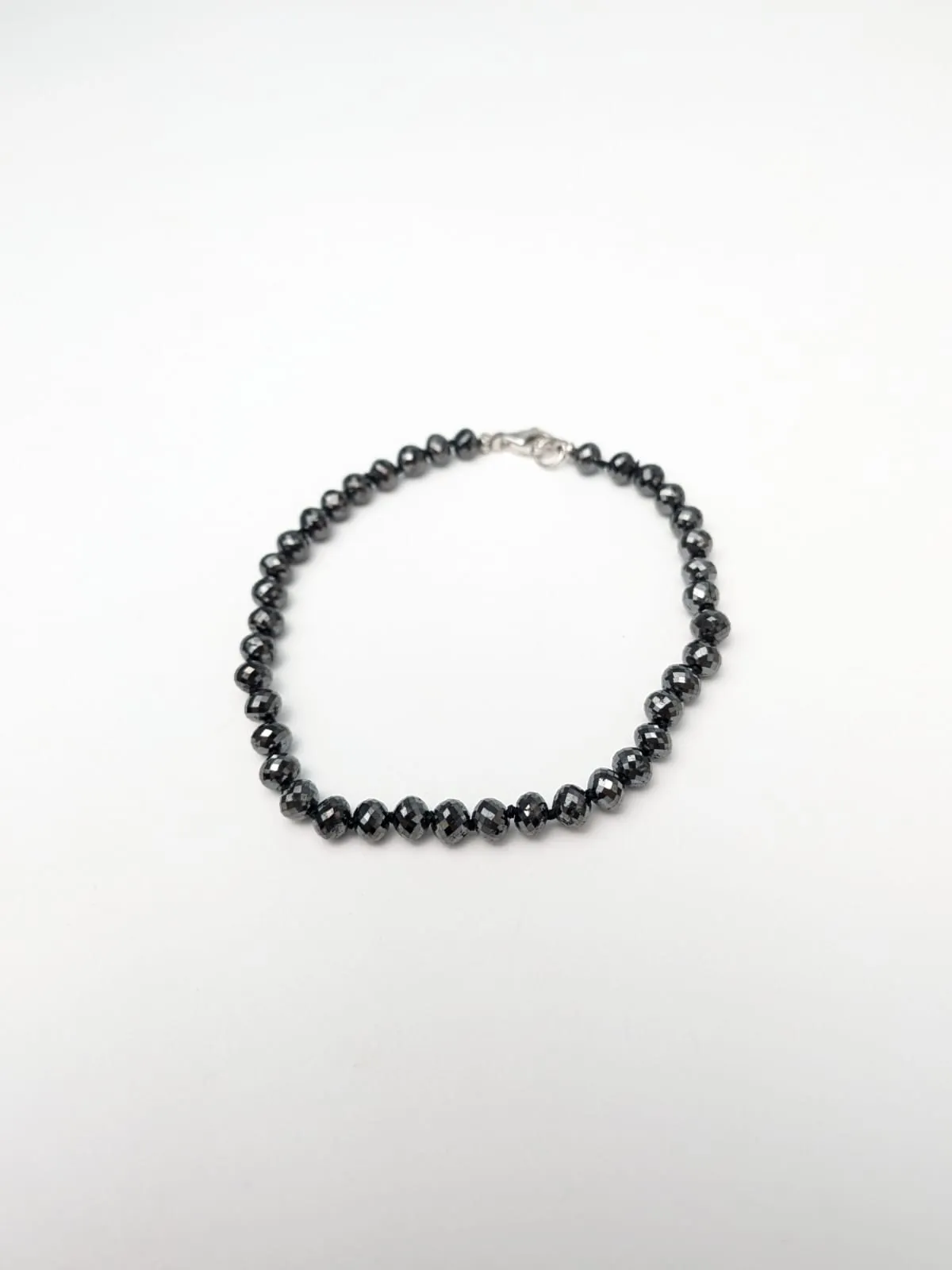 4.5-4.8mm Black Diamond Round Bead Knotted Bracelet(29-33ct Tot. Dia. Wt.)