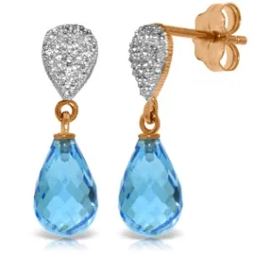 4.53 Carat 14K Solid Rose Gold Earrings Diamond Blue Topaz