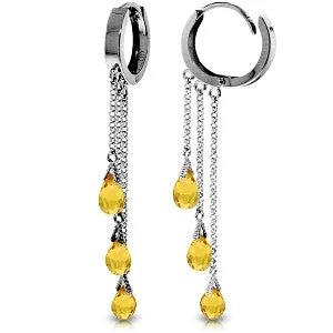 4.8 Carat 14K Solid White Gold Leverage Citrine Earrings