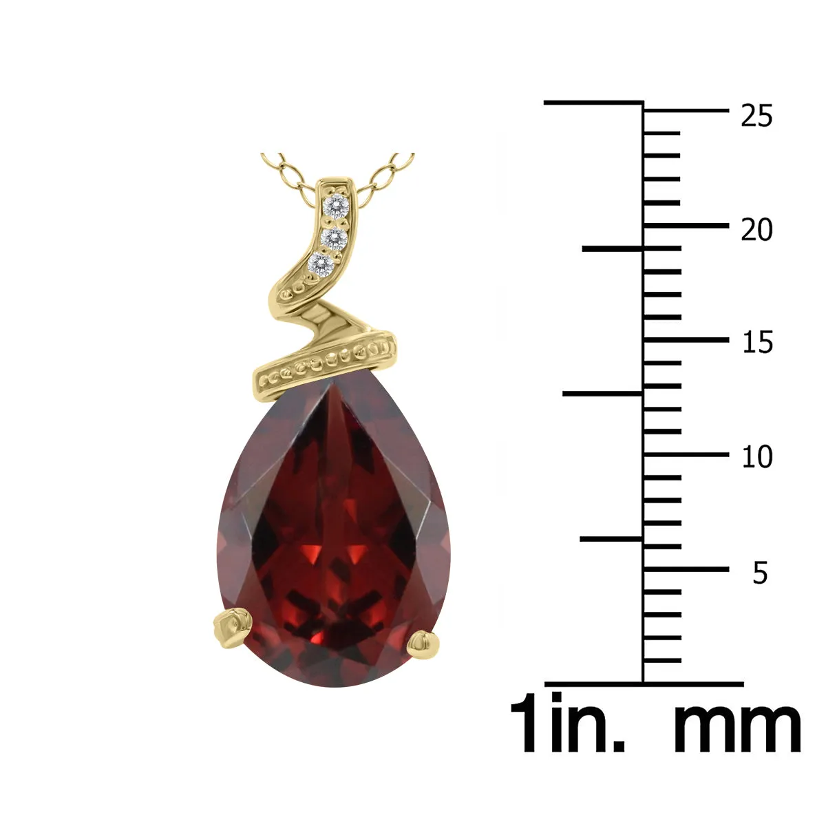 5 Carat Pear Shaped Garnet & Diamond Pendant In 10K Yellow Gold