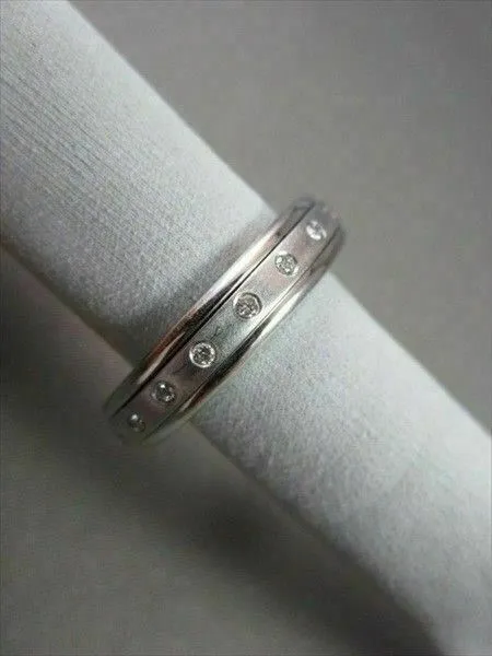 6mm HAND CRAFTED .50CT F VVS DIAMOND 14KT WHITE GOLD RING BAND SIZE 12.25 !!!!!!